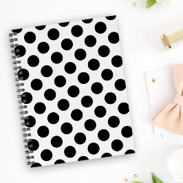 Cuaderno Puntos de polka, patrón de puntos de polka, negro