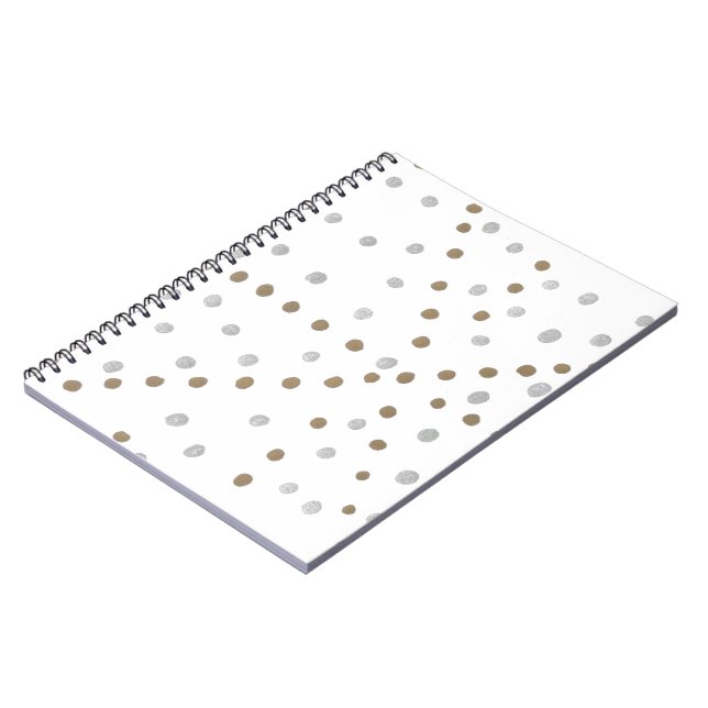 Cuaderno Puntos de Polka Plata y Oro (Lado Izquierdo)