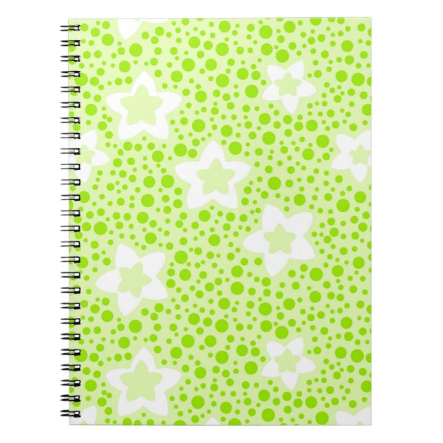 Cuaderno Puntos de polka retro verde brillante con patrón f (Frente)