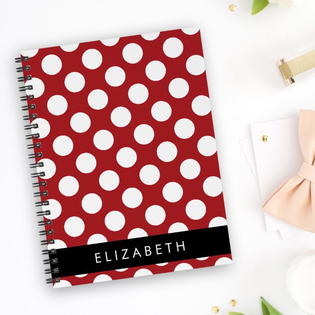 Cuaderno Puntos de Polka Rojo, Patrón de Punto de Polka, Su (Subido por el creador)