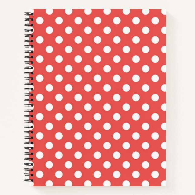 Cuaderno Puntos de Polka Rojo y Blanco (Anverso)