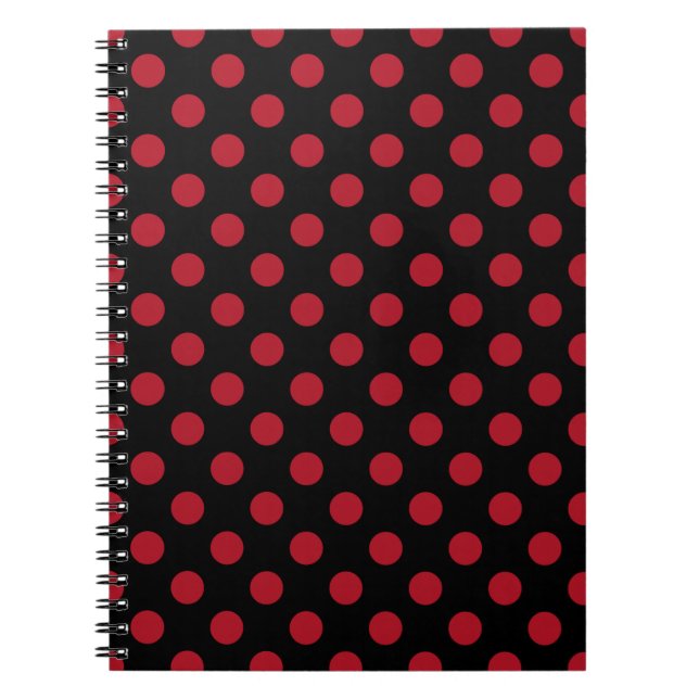 Cuaderno Puntos de polka rojos y negros (Frente)