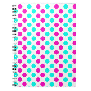 Cuaderno Puntos de polka rosa y azul