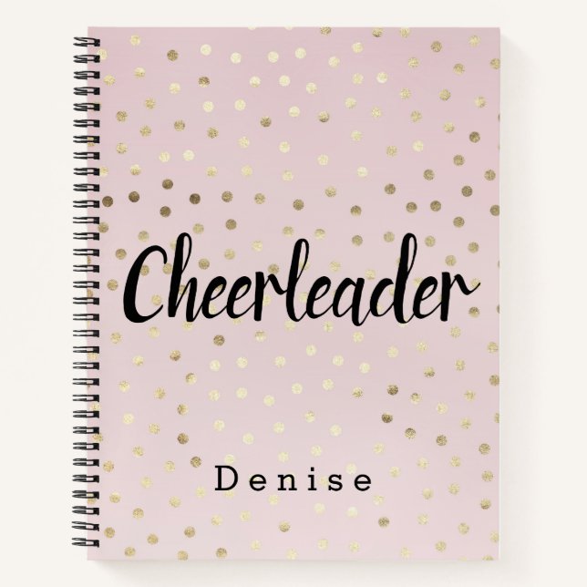 Cuaderno Puntos de Polka Rosa y Oro Personalizados (Anverso)
