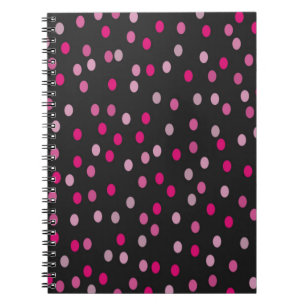 Cuaderno Puntos de polka rosada en negro