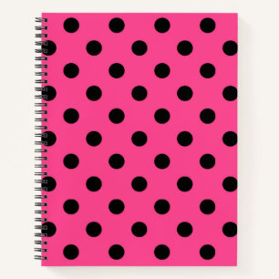 Cuaderno Puntos de polka rosados y negros