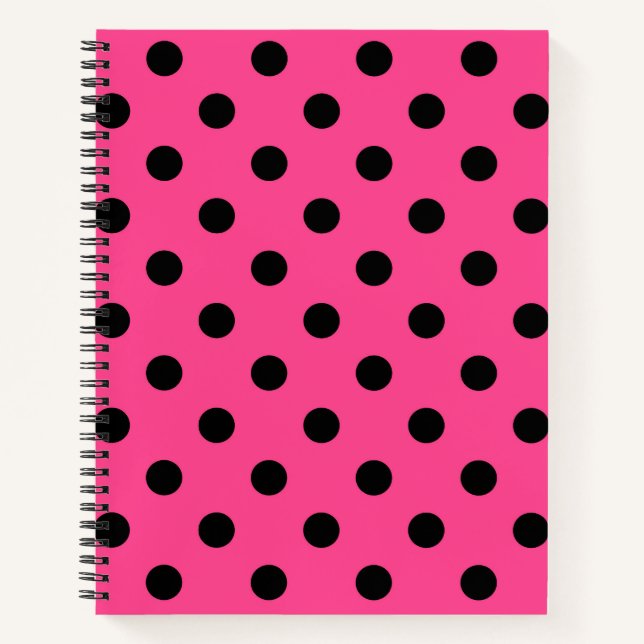 Cuaderno Puntos de polka rosados y negros (Anverso)
