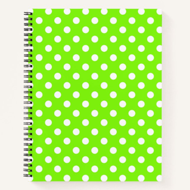Cuaderno puntos de polka verdes, blancos y verdes (Anverso)