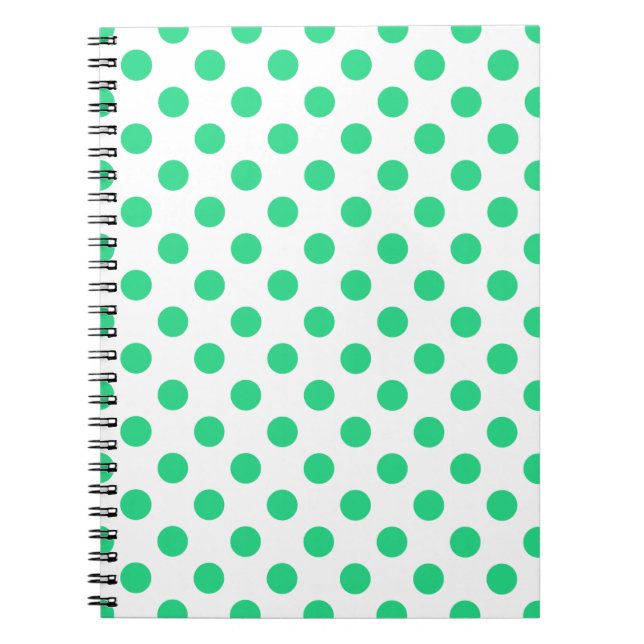 Cuaderno Puntos de polka verdes y blancos (Frente)