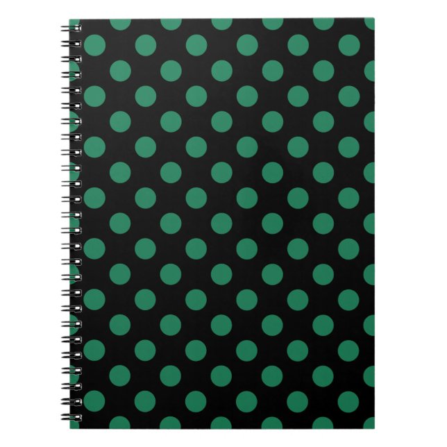 Cuaderno Puntos de polka verdes y negros (Frente)