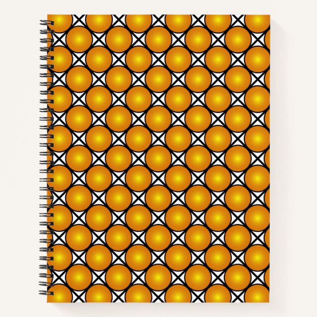 Cuaderno Puntos dorados luminosos Patrón de celosía negro b (Anverso)