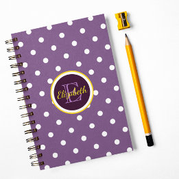 Cuaderno Puntos Monogramados de Polka Púrpura