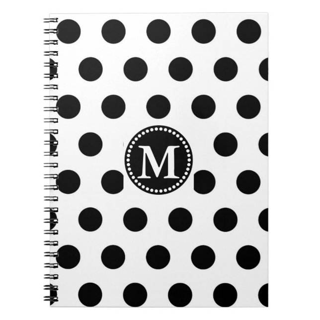 Cuaderno Puntos Monogramados Personalizados de Polka Blanco (Frente)