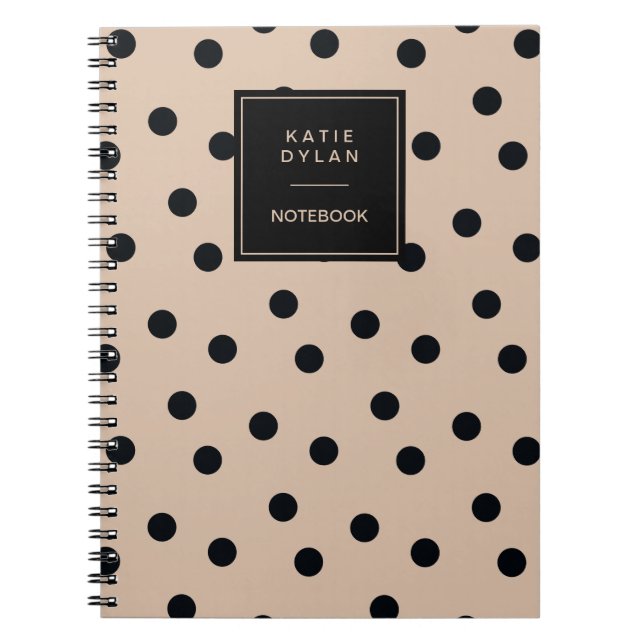 Cuaderno Puntos negros elegantes en beige (Frente)