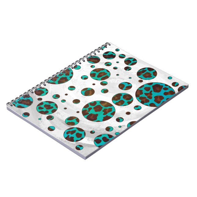 Cuaderno Puntos PrintPolka Verde azulados y marrones leopar (Lado Izquierdo)