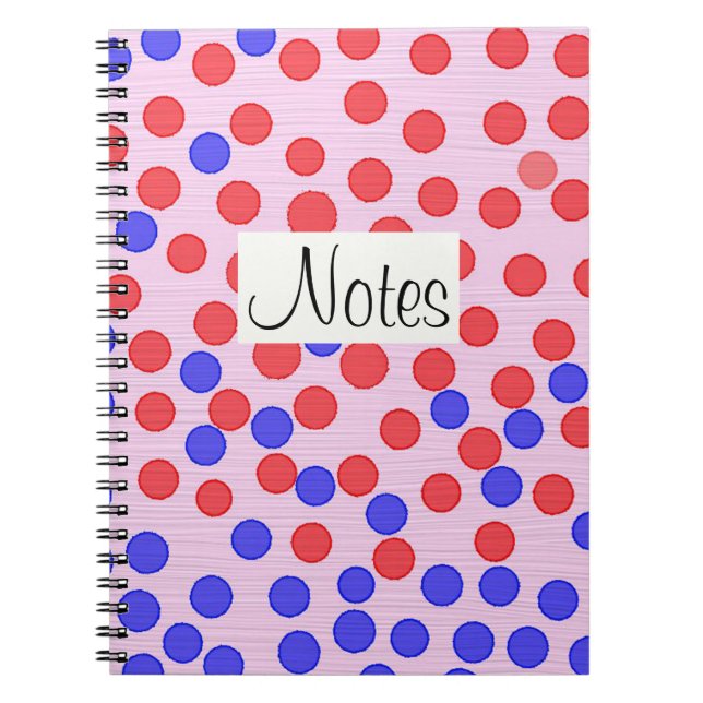 Cuaderno Puntos rojos y azules sobre rosa (Frente)