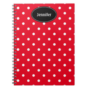 Cuaderno Puntos rojos y blancos personalizados