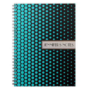 Cuaderno Puntos Techno turquesa elegantes negro