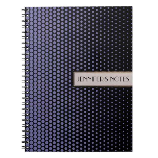 Cuaderno Puntos tecnos gris azul Elegante negro (Frente)