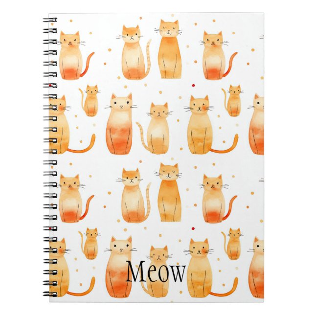 Cuaderno Puntos y gatos de Naranja (Frente)