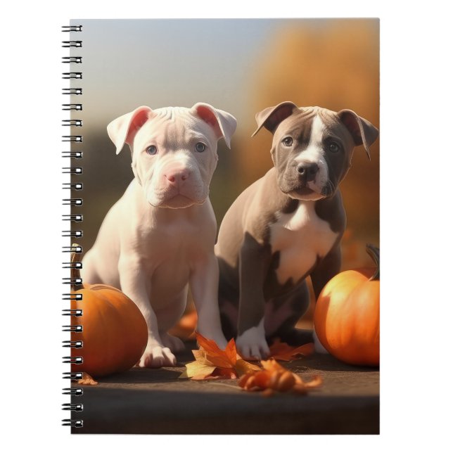 Cuaderno Puppy Pitbull Calabaza deslumbrante de otoño (Frente)