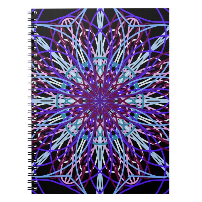 Cuaderno Purple Black Kaleidoscope Mandala Art (Frente)
