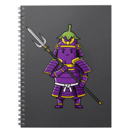 Cuaderno Purple Eggplant Samurai Warrior with Spear Illustr