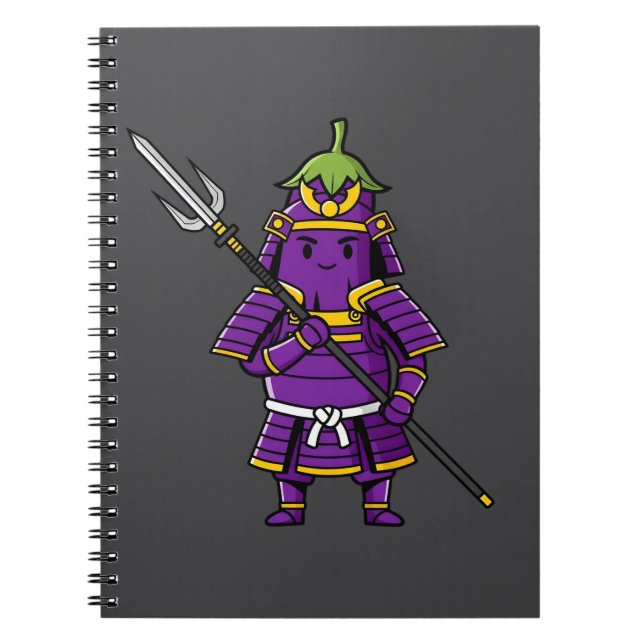 Cuaderno Purple Eggplant Samurai Warrior with Spear Illustr (Frente)