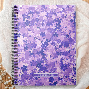 Cuaderno Purple Floral Elegante Patrón de Flor Violeta