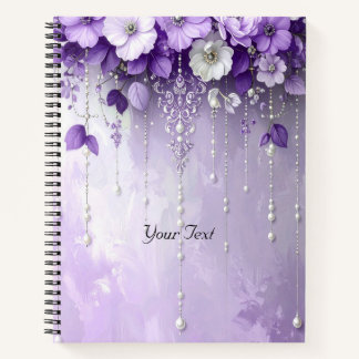 Cuaderno Purple Flowers with Dangling Pearls Notebook