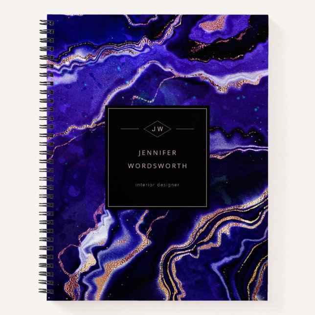 Cuaderno Purple Geode Modern Professional Black Agate (Anverso)
