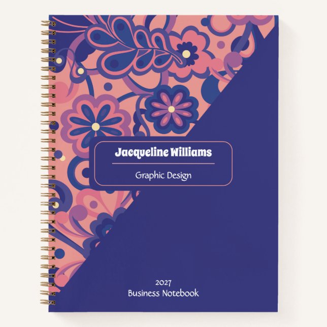 Cuaderno Purple Groovy Psychedelic 60s 70s Floral  (Anverso)