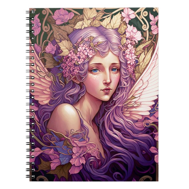 Cuaderno Purple Hair Fairy Angel Fantasy Art (Frente)