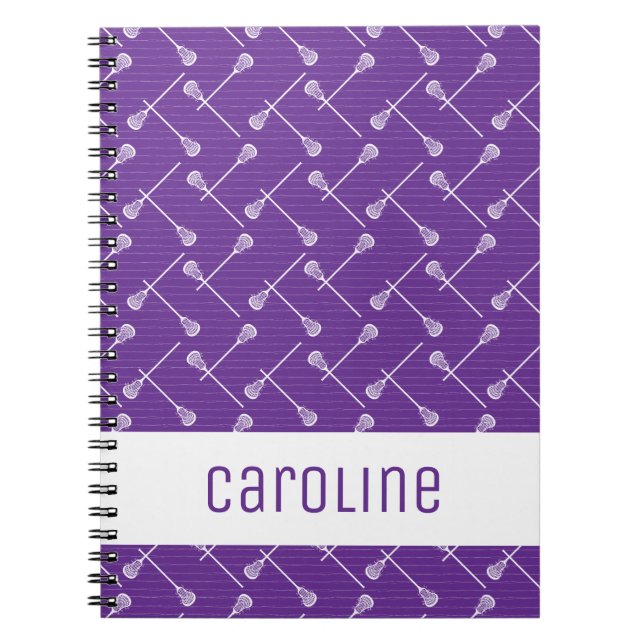 Cuaderno Purple Lacrosse White Sticks Patterned (Frente)