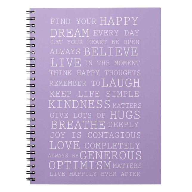 Cuaderno Purple Lavender Inspirational Quotes Love Dream (Frente)