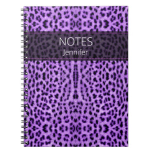 Cuaderno Purple Leopard Skin Print Pattern Custom Name
