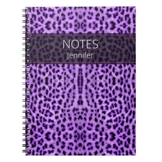 Cuaderno Purple Leopard Skin Print Pattern Custom Name (Frente)