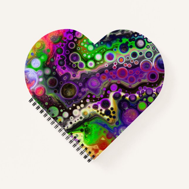Cuaderno Purple, Lime Green y Black Marble Fluid Art (Anverso)
