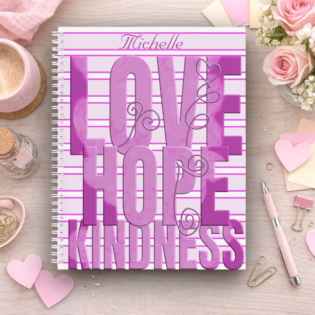 Cuaderno Purple Marbled Inspirational (Stack your thoughts with LOVE, HOPE & KINDNESS and your name right on top. Great as a gift too.)