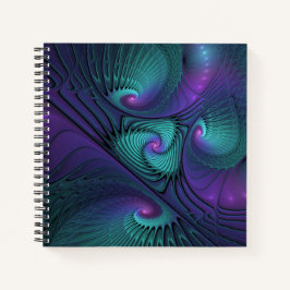 Cuaderno Purple Meets Turquoise Moderno Resumen Arte Fracta