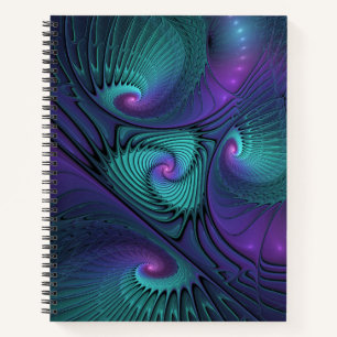 Cuaderno Purple Meets Turquoise Moderno Resumen Arte Fracta