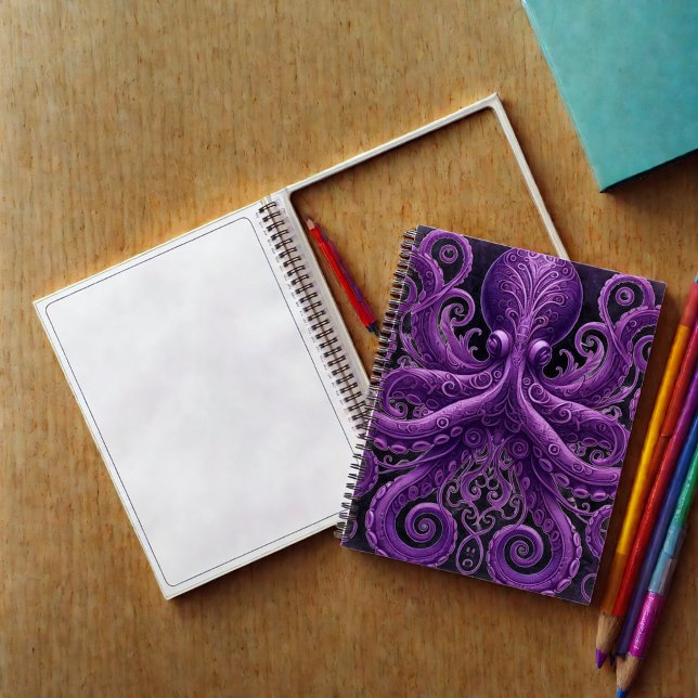 Cuaderno Purple Octopus Victorian Steampunk Kraken  (Subido por el creador)