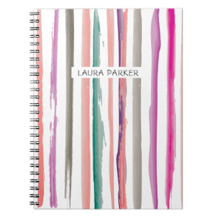 Cuaderno Purple Pink Striped Minimalista Girly Profesional
