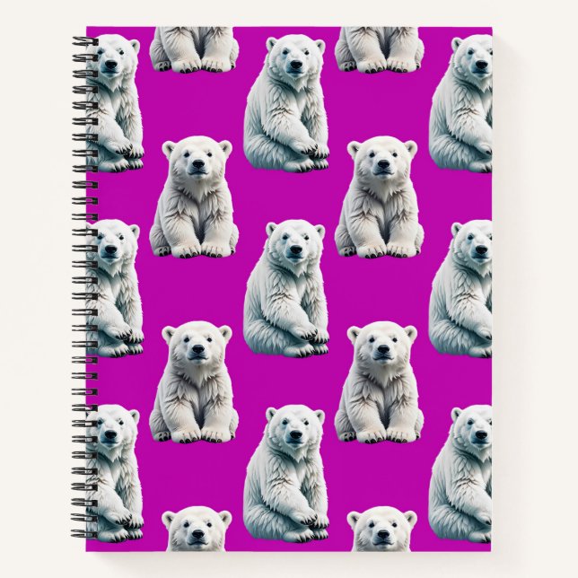 Cuaderno Purple Polar Bear Pattern Design  (Anverso)