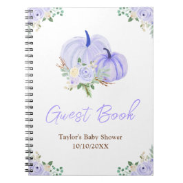 Cuaderno Purple Pumpkins Floral Baby Shower Guest Book