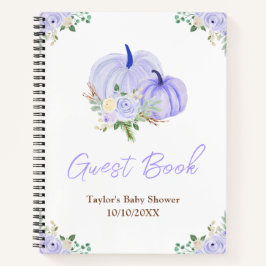 Cuaderno Purple Pumpkins Floral Baby Shower Guest Book