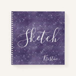 Cuaderno Purple Purpurina Elegant Script Your Name Sketchbo
