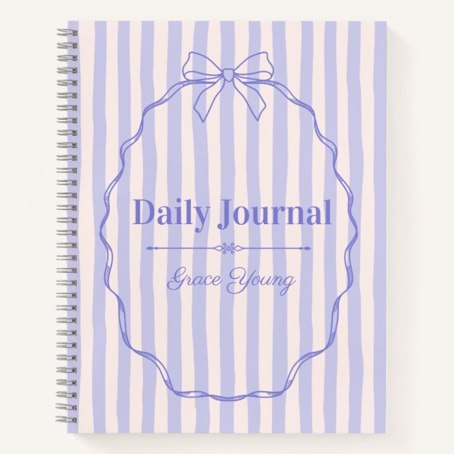 Cuaderno Purple Ribbon Elegant Personalized Name Custom (Anverso)