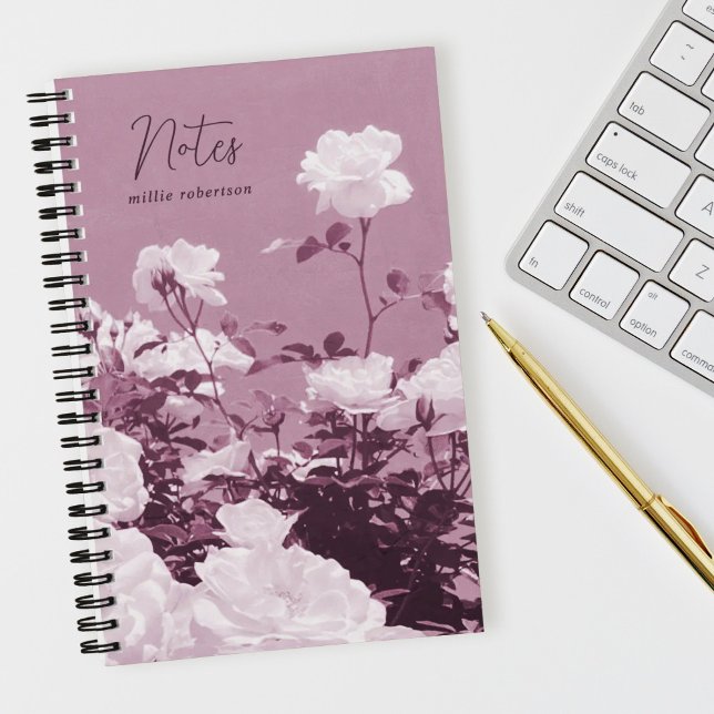 Cuaderno Purple Roses Floral Garden Custom Spiral Notebook (Subido por el creador)