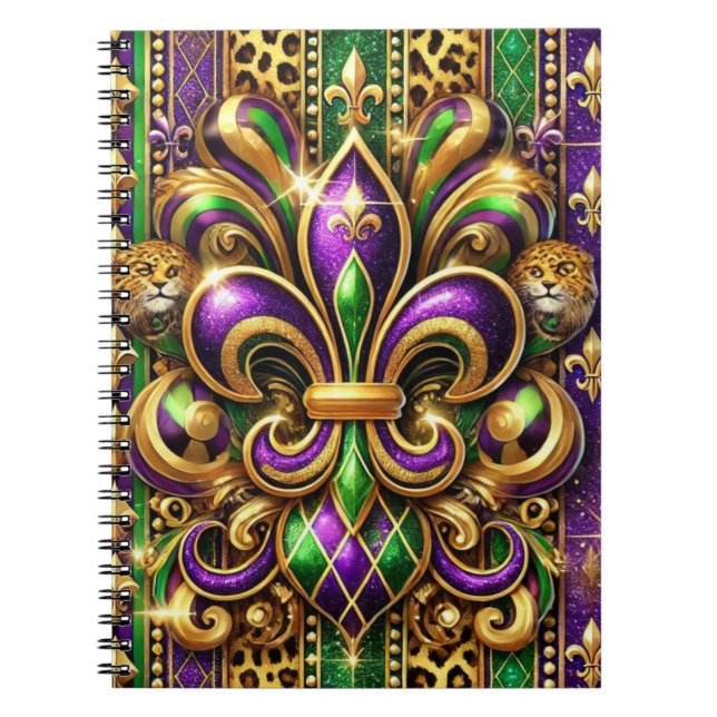 CUADERNO PURPLE VERDE ORO MARDI GRAS FLEUR DE LIS (Frente)
